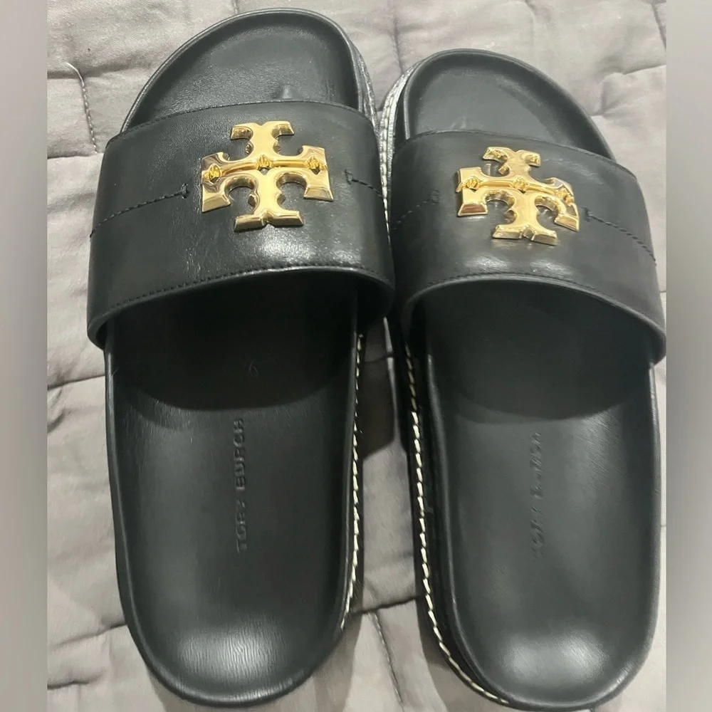 Tory Burch Everly Anatomic Lug Paris Nappa Slide black 5.5 beach