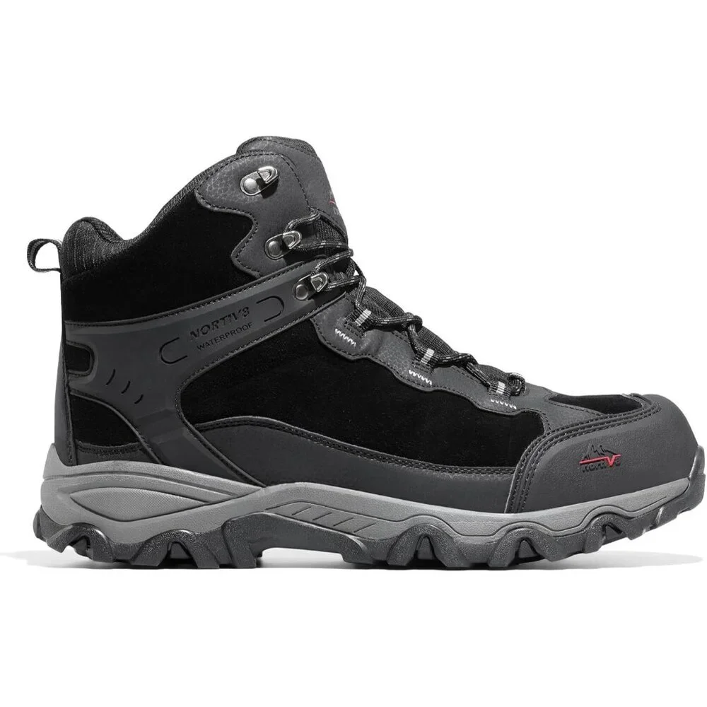NORTIV 8 Men's Waterproof Hiking Boots Mid Trekking Mountaineering Shoes Black