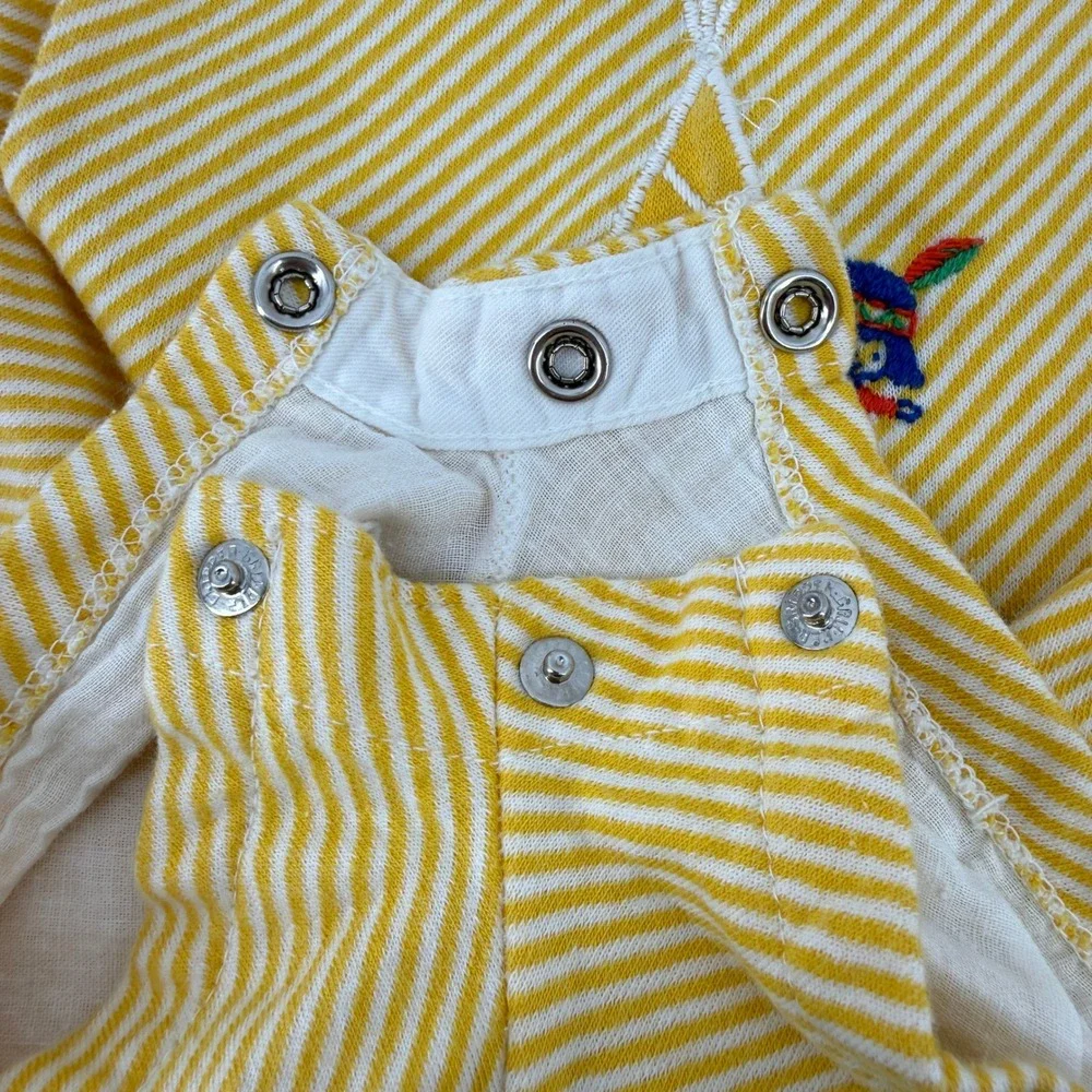 Vtg‎ Carters Yellow Striped Teepee Embroidered Sleeveless Romper 18 Months 1.5YR