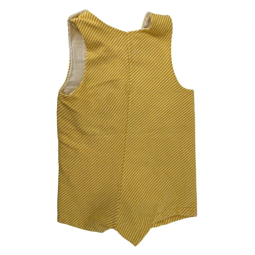 Vtg‎ Carters Yellow Striped Teepee Embroidered Sleeveless Romper 18 Months 1.5YR