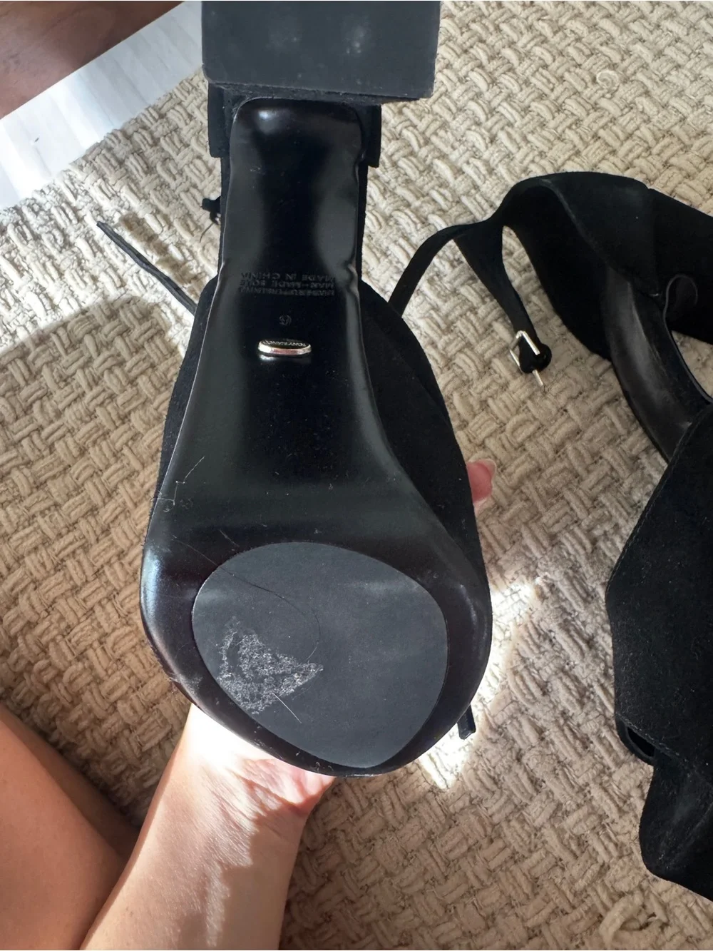 Tony Bianco Black Suede Platform Heels with Ankle Straps