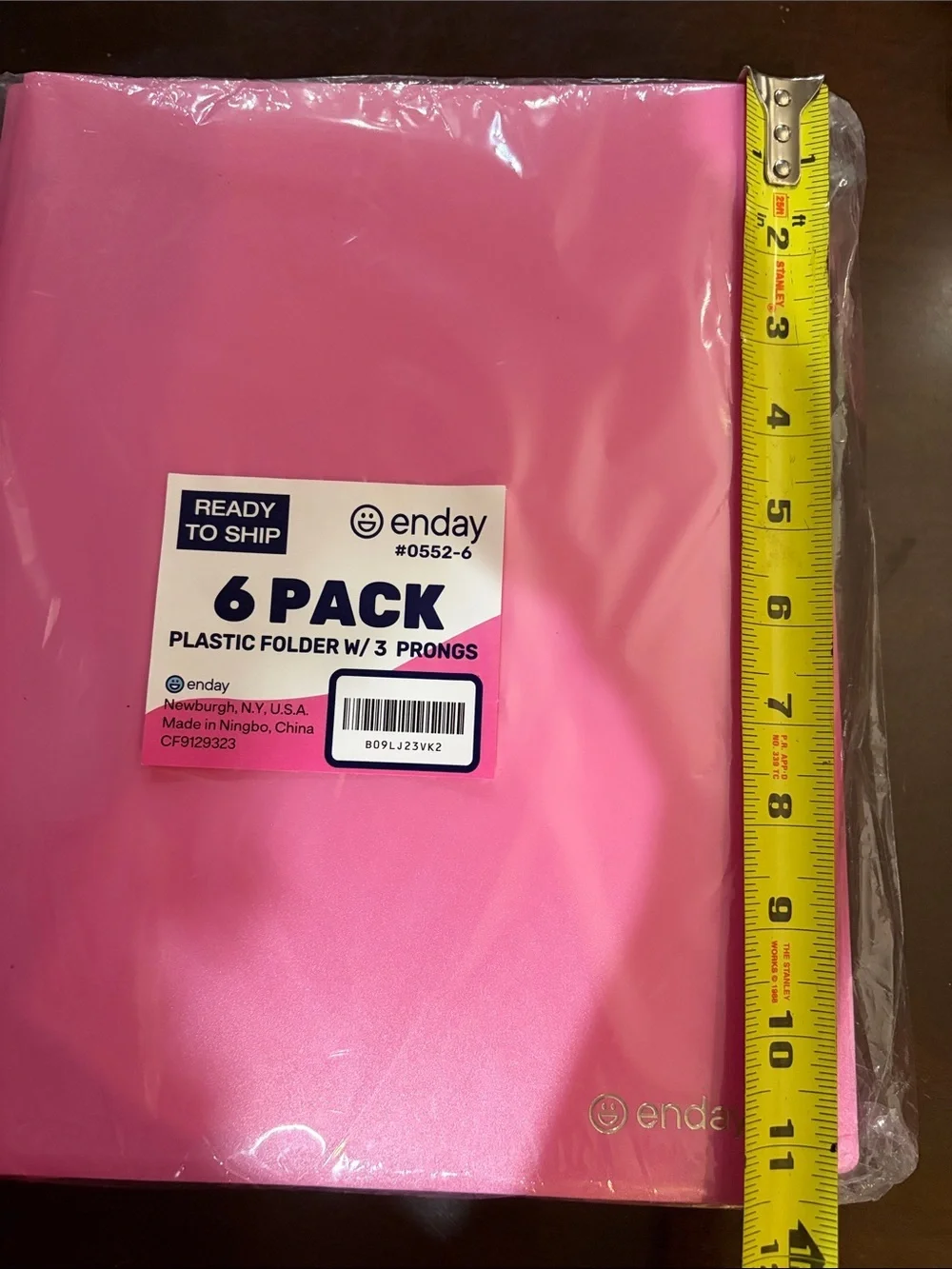 Pink 6-Pack Plastic Folders with 3 Prongs