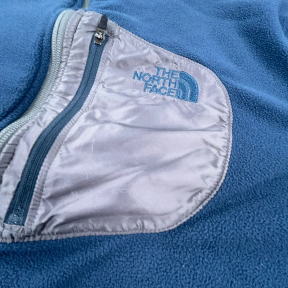 North Face Jacket Men Large Blue Gray Fleece Full Zip Sweater Layer‎ Pocket  *