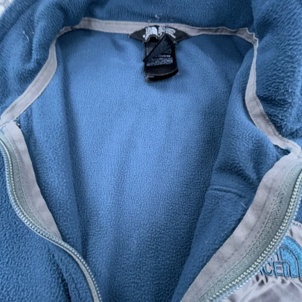 North Face Jacket Men Large Blue Gray Fleece Full Zip Sweater Layer‎ Pocket  *