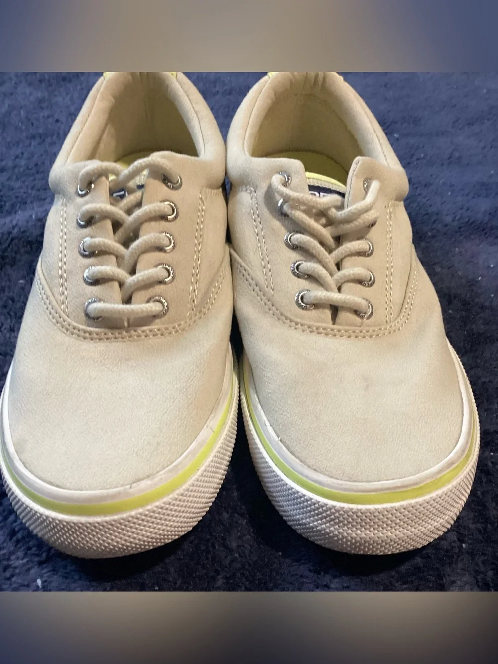 Sperry Men’s Halyard CVO Shoes STS25078, Bone Beige Neon Yellow 8
