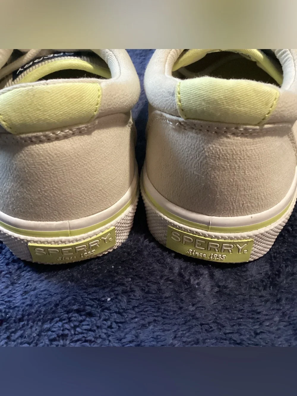 Sperry Men’s Halyard CVO Shoes STS25078, Bone Beige Neon Yellow 8