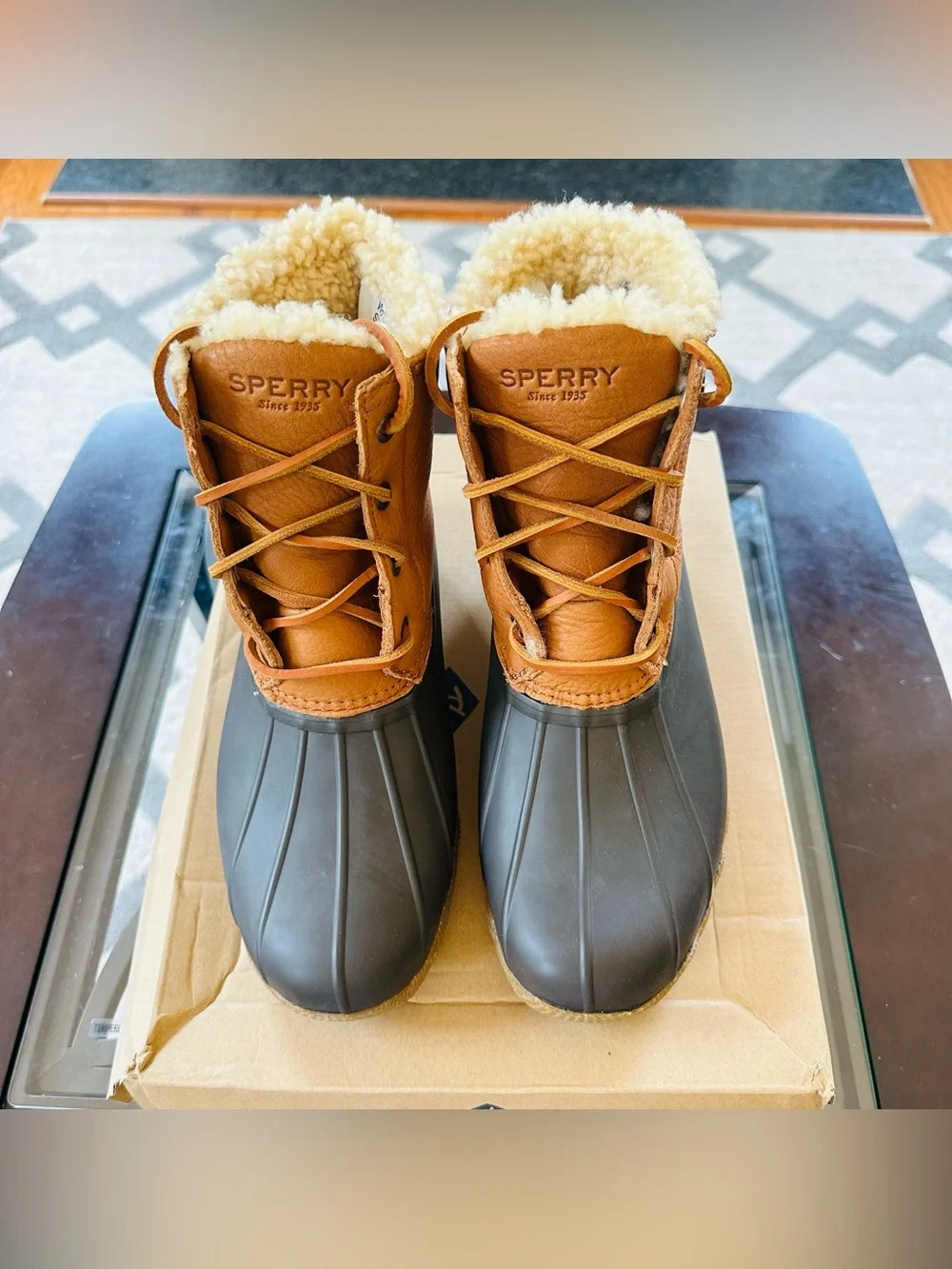 Size 7.5M NEW Sperry Women’s Saltwater Lux Winter Boots Tan STS 84371