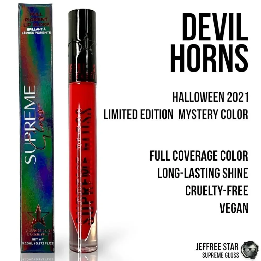 JEFFREE STAR HALLOWEEN 21 SUPREME GLOSS FULL PIGMENT LIP COLOR DEVIL HORNS RED