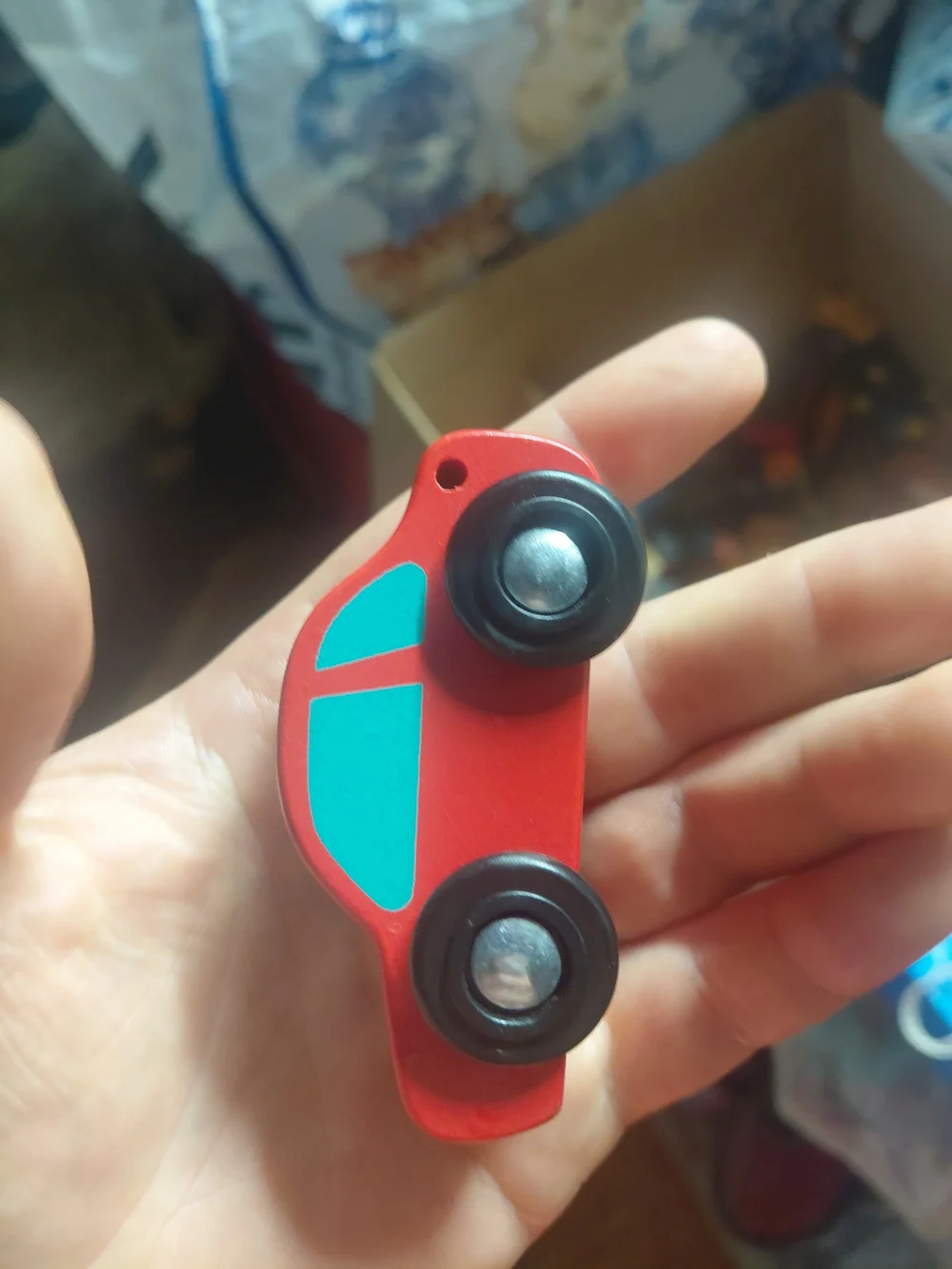 Melissa & Doug Red Wooden Toy Car with Teal Window