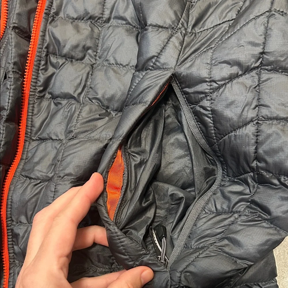 The North Face Thermoball Quilted Jacket with Orange Accents, men’s large