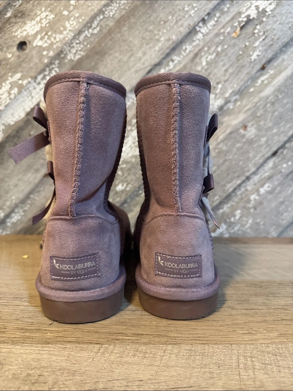 Koolaburra Kids Purple Suede Bow Back Boots