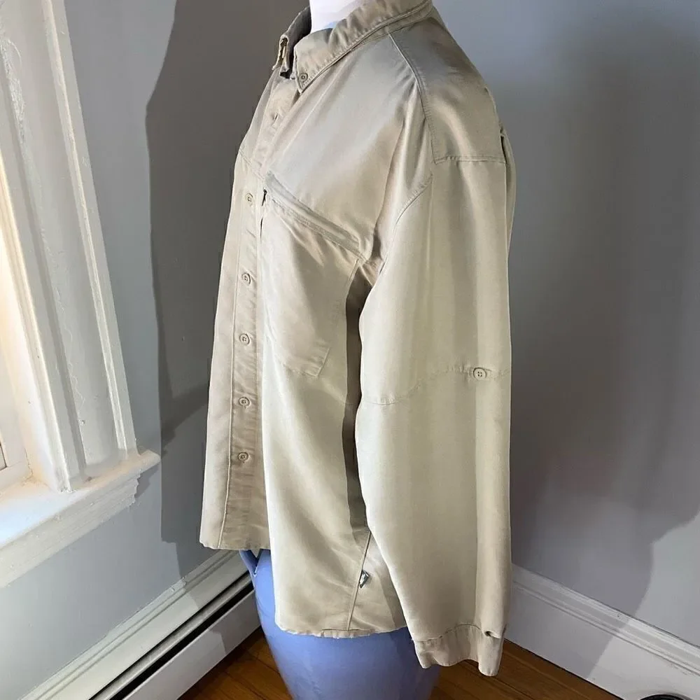 Men’s The North Face Button Down Utility Oxford Shirt Shacket, khaki, XL