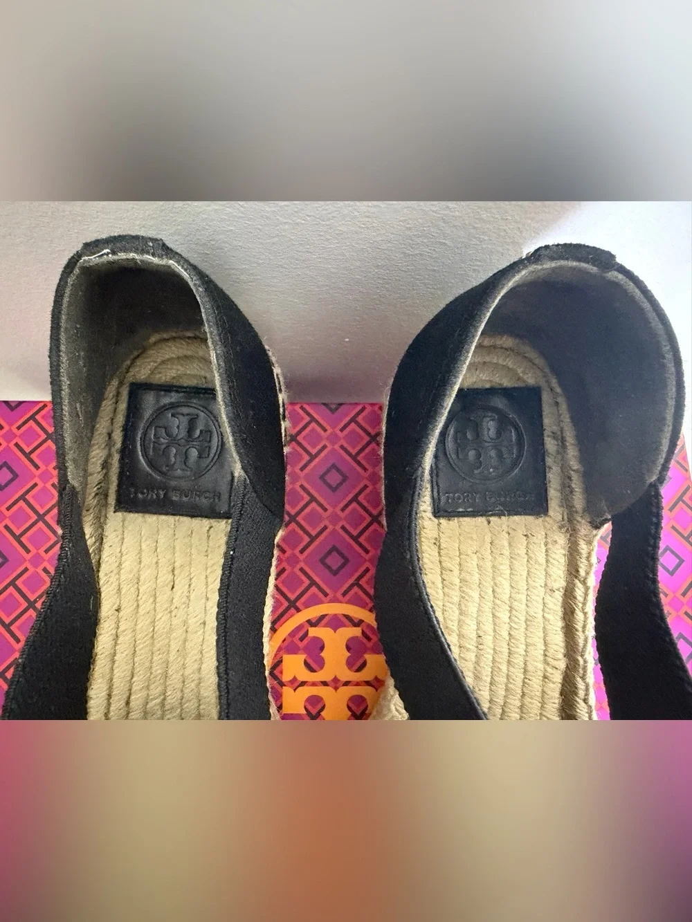 Tory Burch Catalina Espadrille Wedge Sandals; black; size 9; very good condition