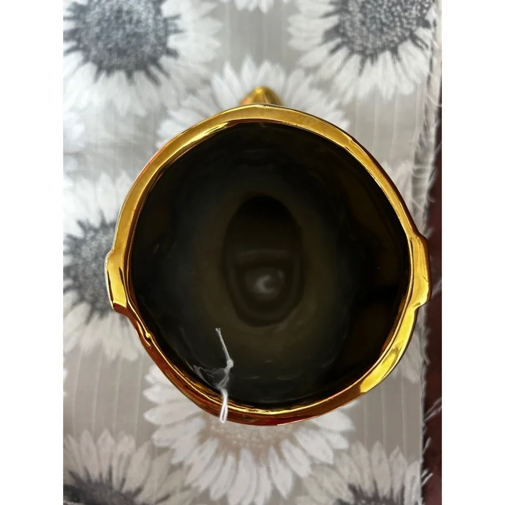 Metallic Gold Cowboy Boot Ceramic Vase Western Floral Embossed Decorative Accent
