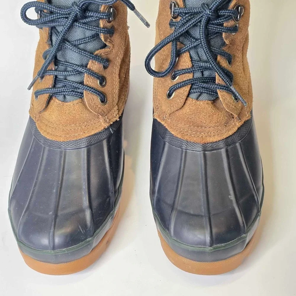 London Fog Ridge Women's Duck Boots Size 9 M Navy Brown Suede Waterproof Shoes