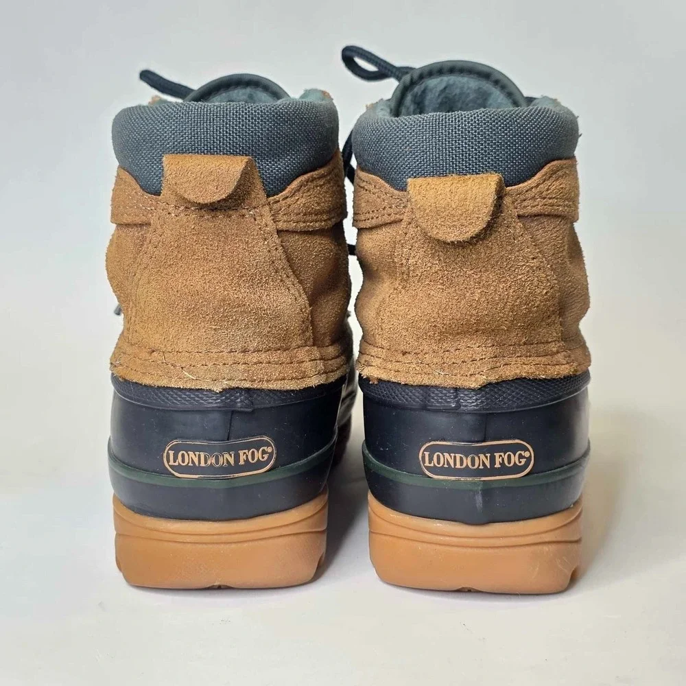London Fog Ridge Women's Duck Boots Size 9 M Navy Brown Suede Waterproof Shoes