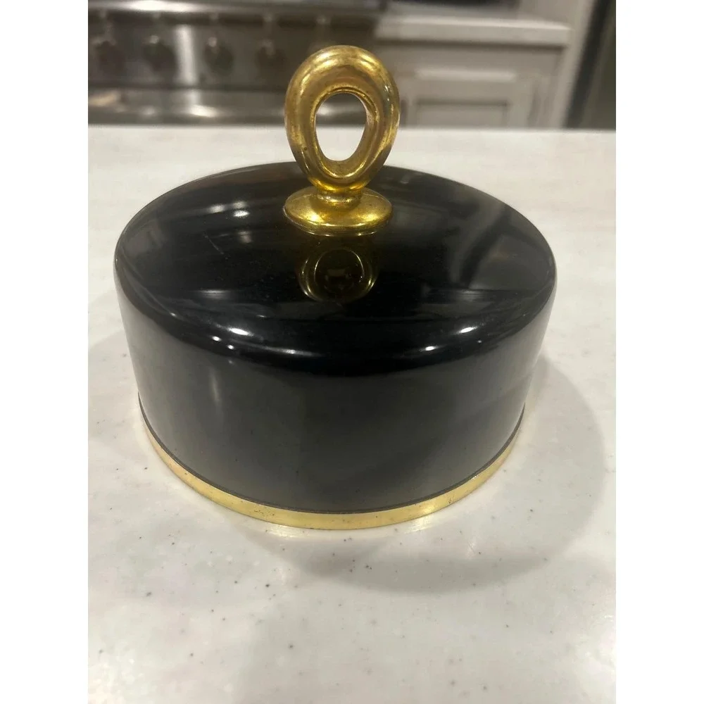Van Cleef & Arpels First Poudre Parfumee Dusting Powder Jar Vintage Black Gold