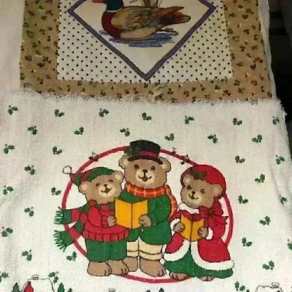 VTG 7 cut in half kitchen towels for crafting retro 90s look