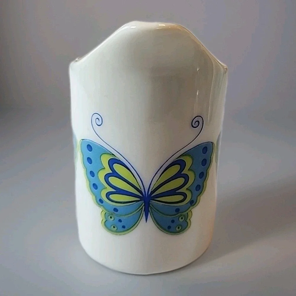 Vintage Encore Japanese Porcelain Creamer Blue &‎ Green Butterfly Design 3.5