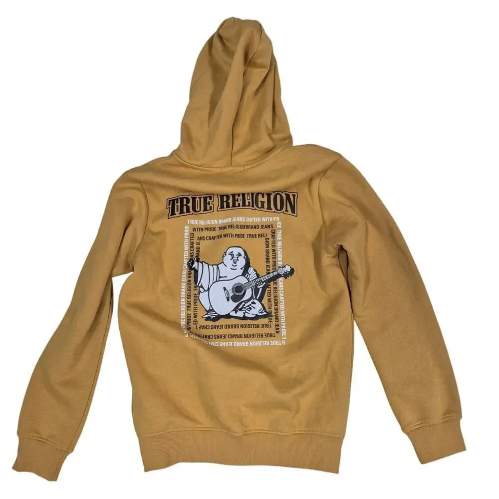 NWT True Religion Radiant Buddha Zip Hoodie Honey Mustard Sz S $119