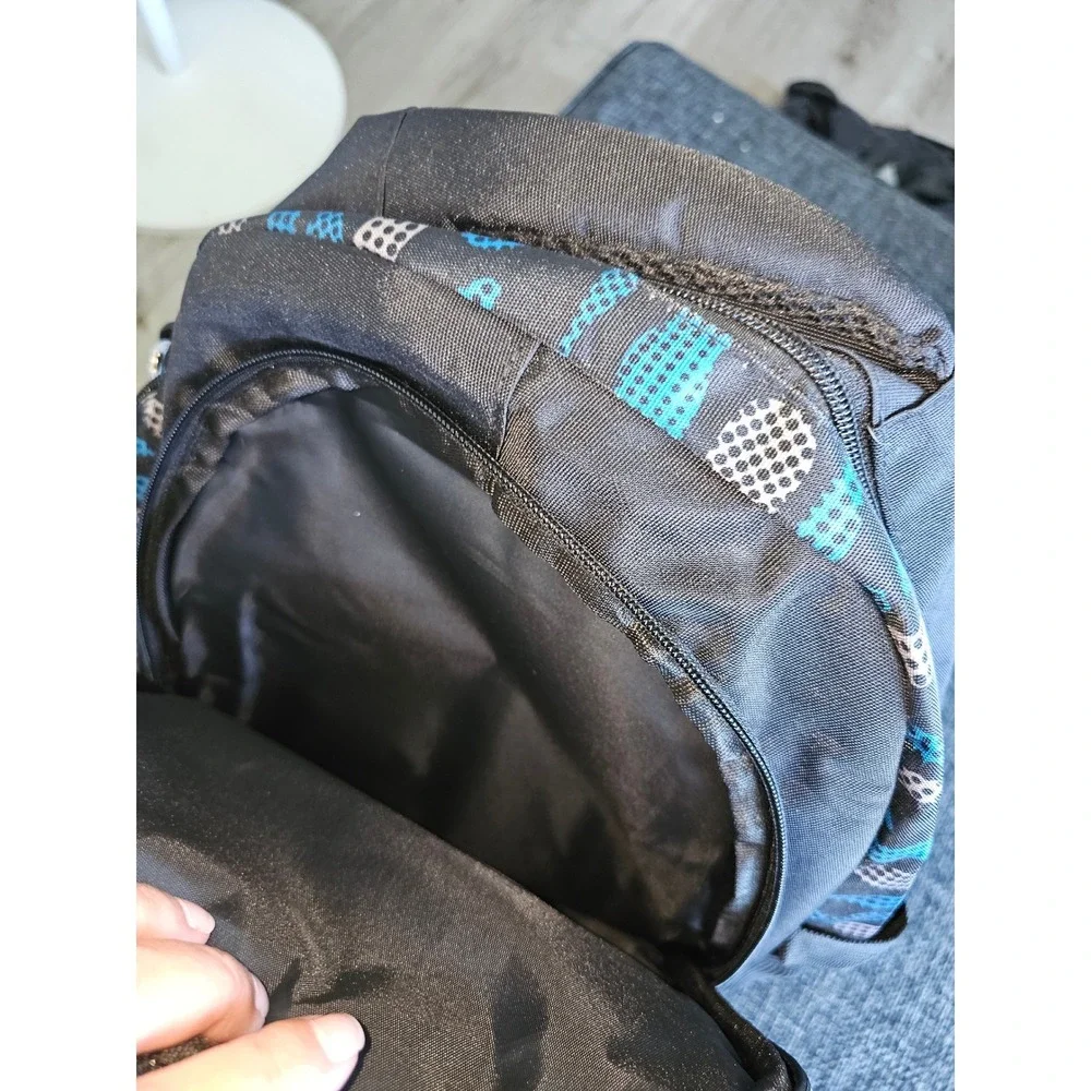 Jiebo Sport Backpack Unisex Large Black Blue Flame Graphic School Gym