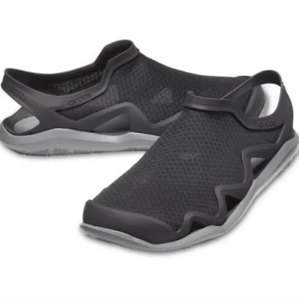 Crocs Swiftwater Sz 8 Mesh Wave Sandal Slate Gray Black Men’s Water Shoes
