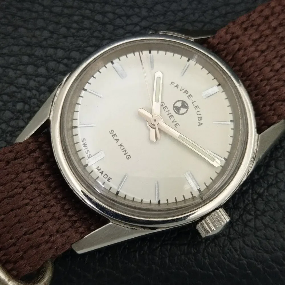 Vintage 1989 Favre Leuba Manual Mens Silver Watch W/NATO Strap