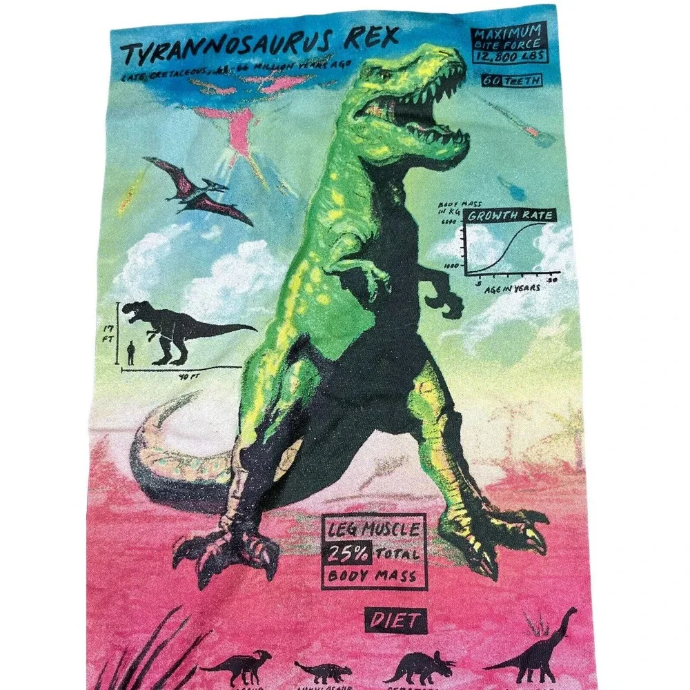Tyrannosaurus Rex Dinosaur Boys Sz M‎ (8) Green T shirt Excellent condition