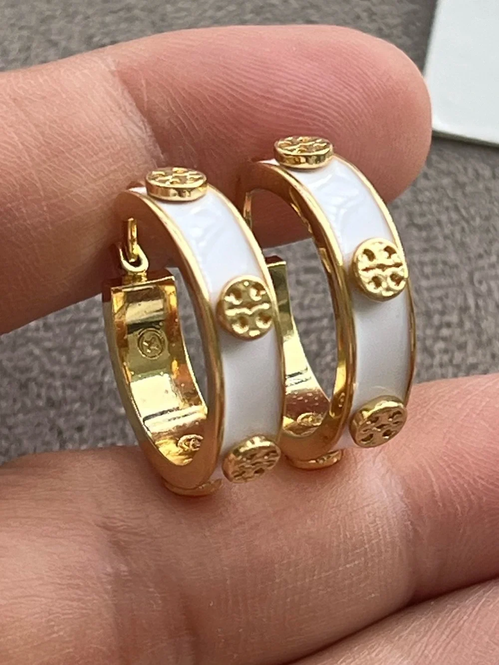 Tory Burch Miller White Enamel Hoop