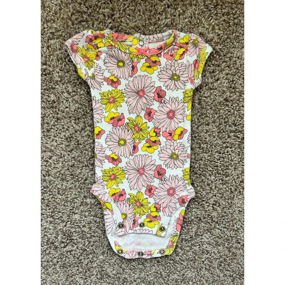 Carters Just One‎ You Baby Girls Short Sleeve Floral Hummingbird Bodysuit 3-Pack