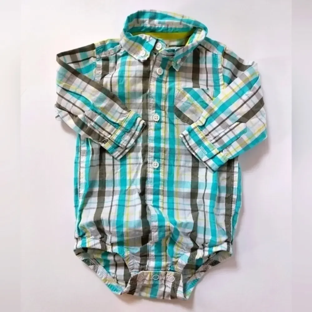 Plaid onesie button down for baby boy 9‎ months carters