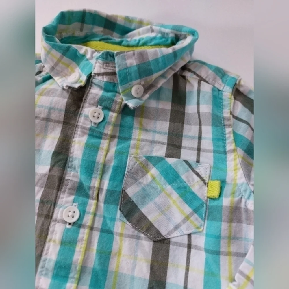 Plaid onesie button down for baby boy 9‎ months carters