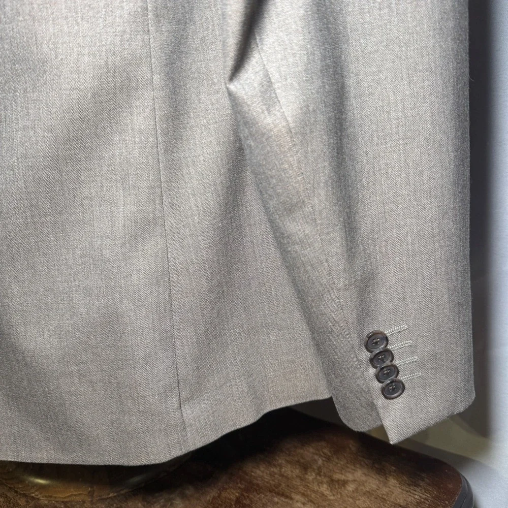 Banana Republic Mens 42L Standard Fit Taupe Herringbone Blazer Sport Coat Jacket