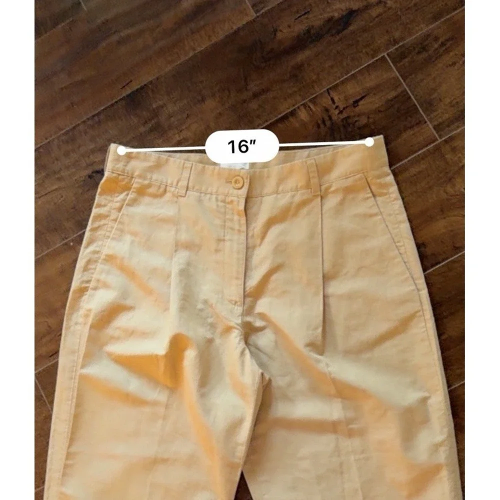 COS Linen Cotton Pleated Cropped  Trousers Womens 12 Beige High Rise 32x27
