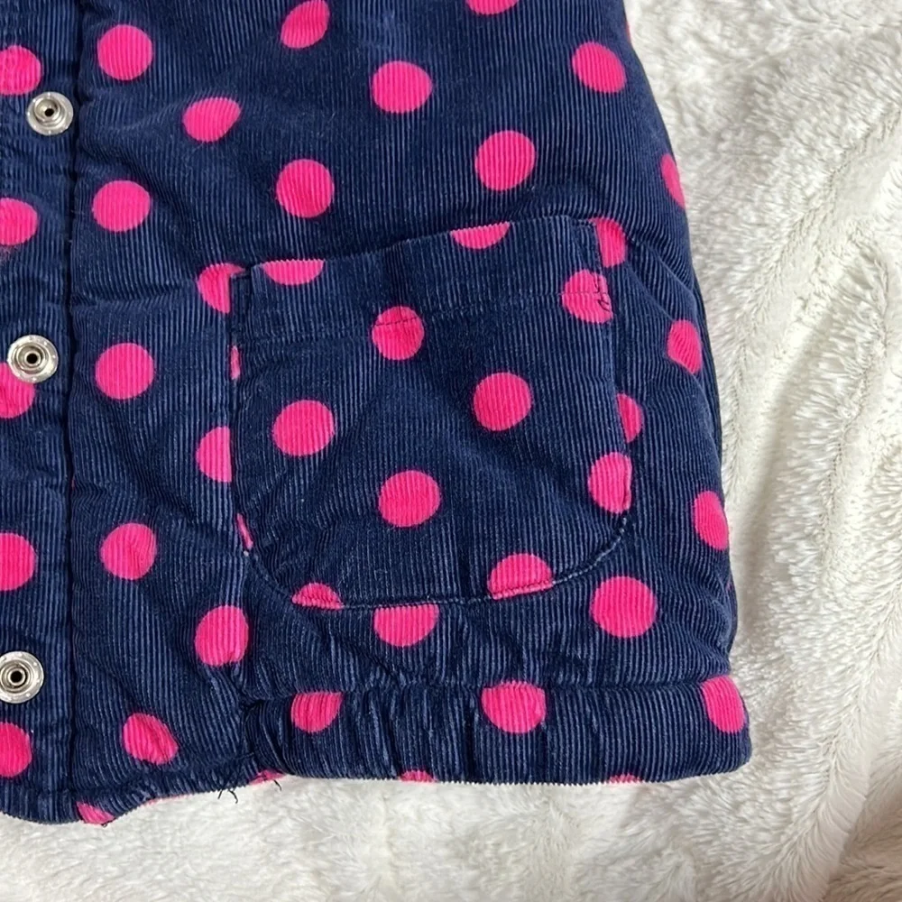Carter's Girl’s Navy and Pink Polka Dot Corduroy Fleece Lined Puffy Vest - Sz 4t