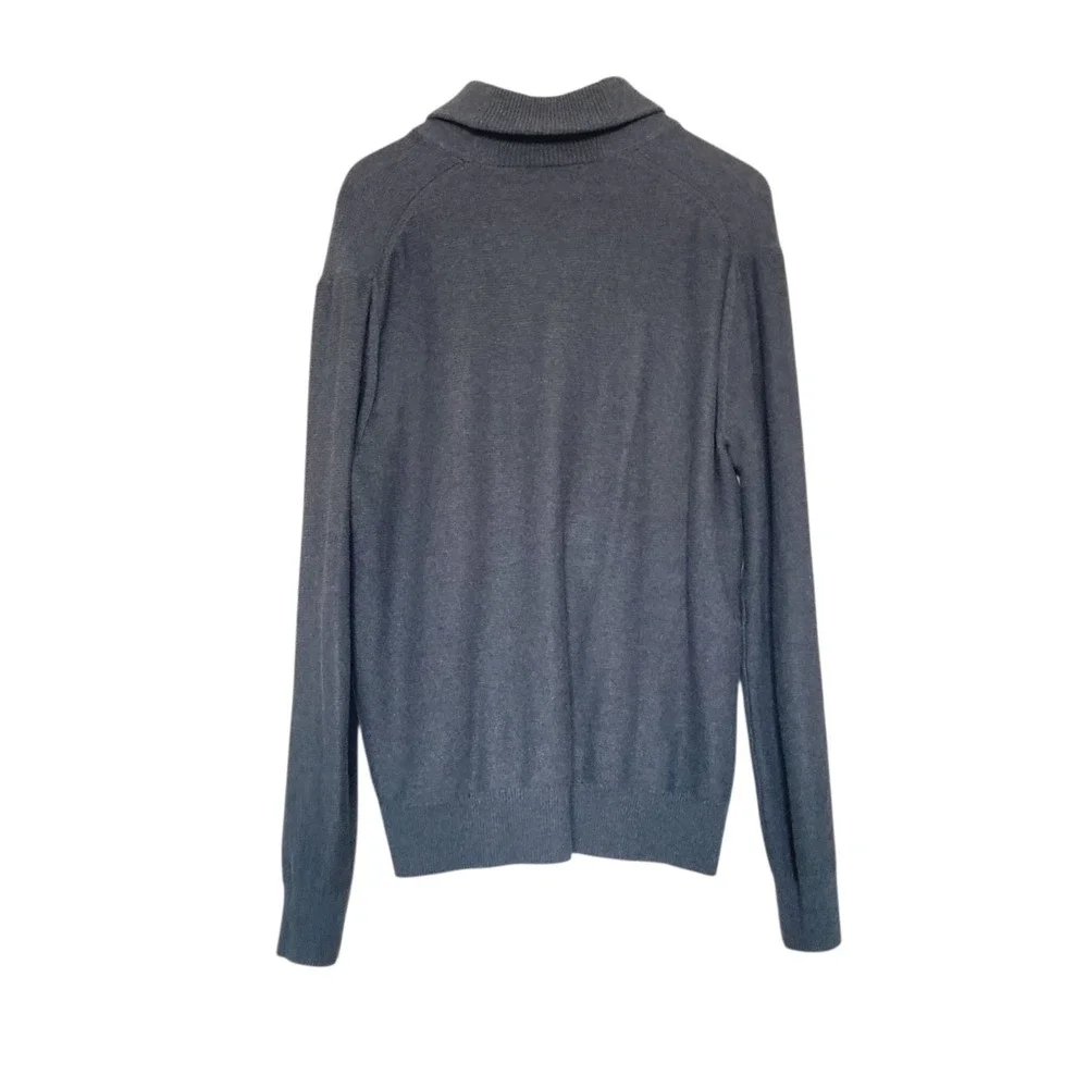Banana Republic Cardigan Mens Medium Gray Shawl Collar Cotton Sweater‎ Grandpa