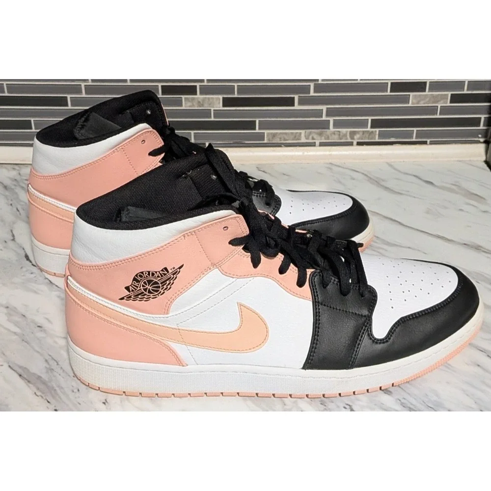 Nike Air Jordan 1 Mid Crimson Tint‎ Arctic Orange Black 554724-133 Men's Size 18