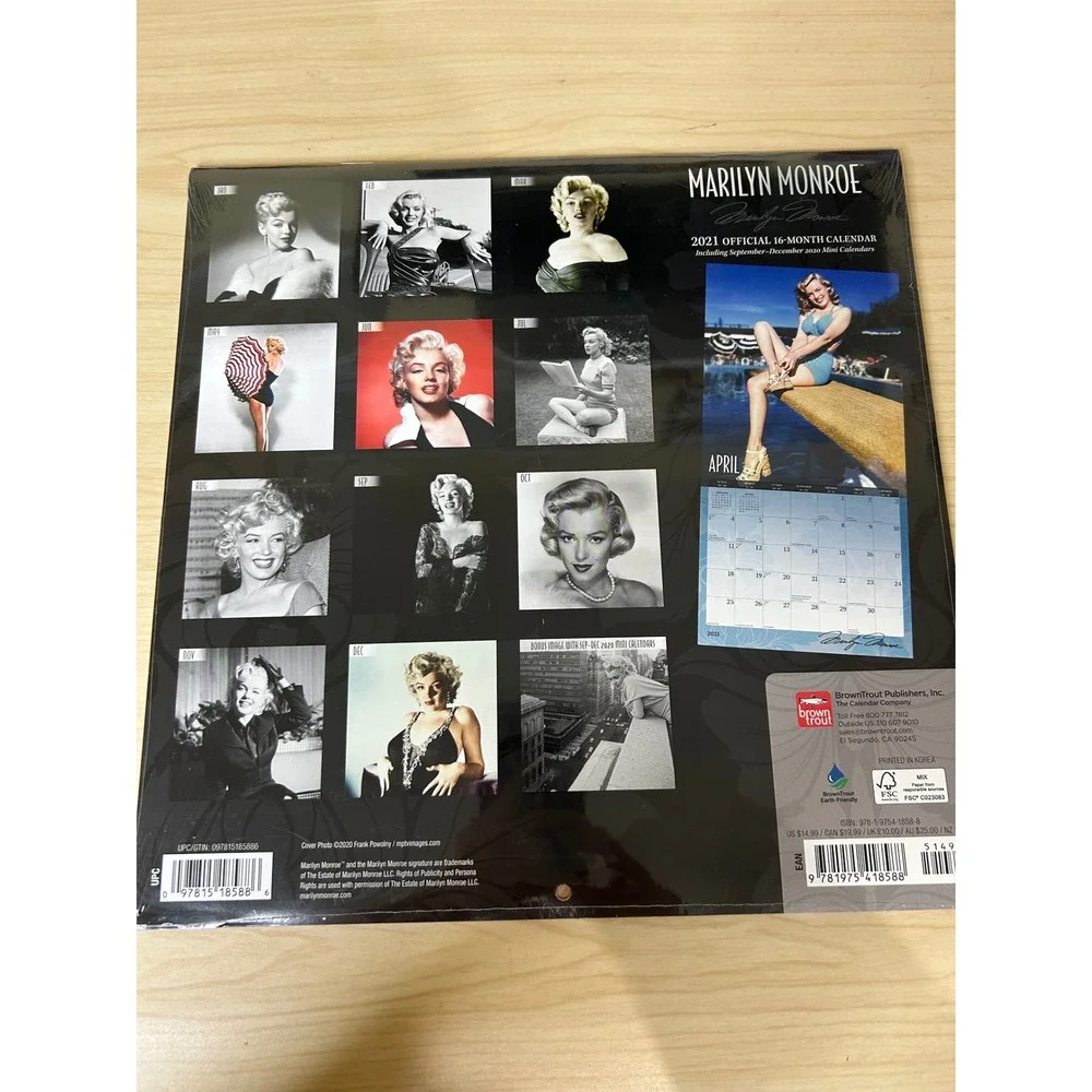 Marilyn Monroe 2021 Official 16-Month Wall Calendar BrownTrout‎ New Sealed