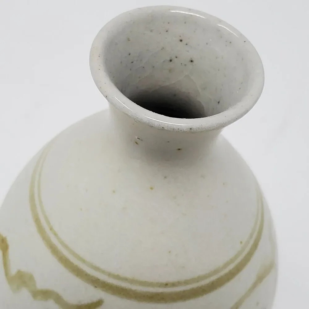 Otagiri Japan Art pottery Stoneware Bud vase MCM hand painted Blue‎ flower Vtg