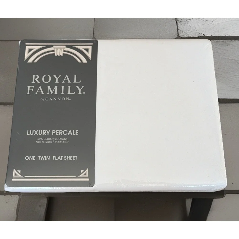 Vintage Royal Family By Cannon Sequences II‎ Twin size Flat Sheet White NEW