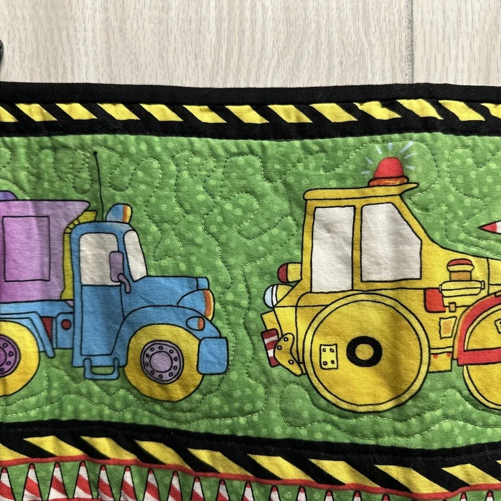 Boys Quilt Handmade Blanket Construction Roads Vehicles ABC 45x39