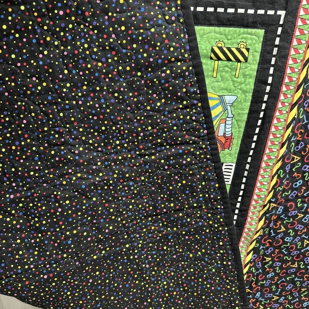 Boys Quilt Handmade Blanket Construction Roads Vehicles ABC 45x39