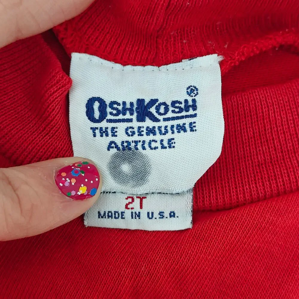 Vintage 80s 90s Baby Osh Kosh Top Red Shirt Ringer Unisex 2T