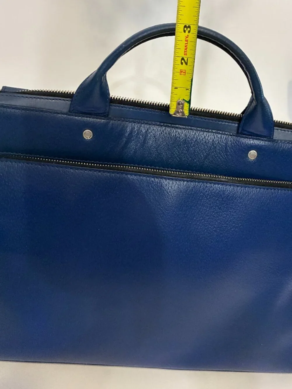 Jack Spade Mason Leather Slim Briefcase Cobalt Blue