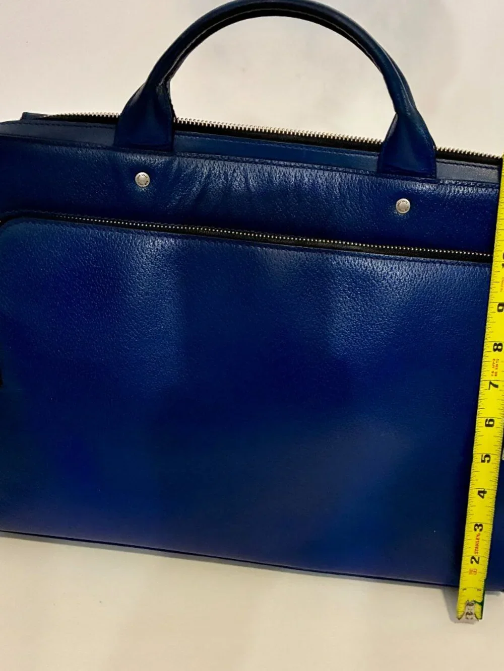 Jack Spade Mason Leather Slim Briefcase Cobalt Blue