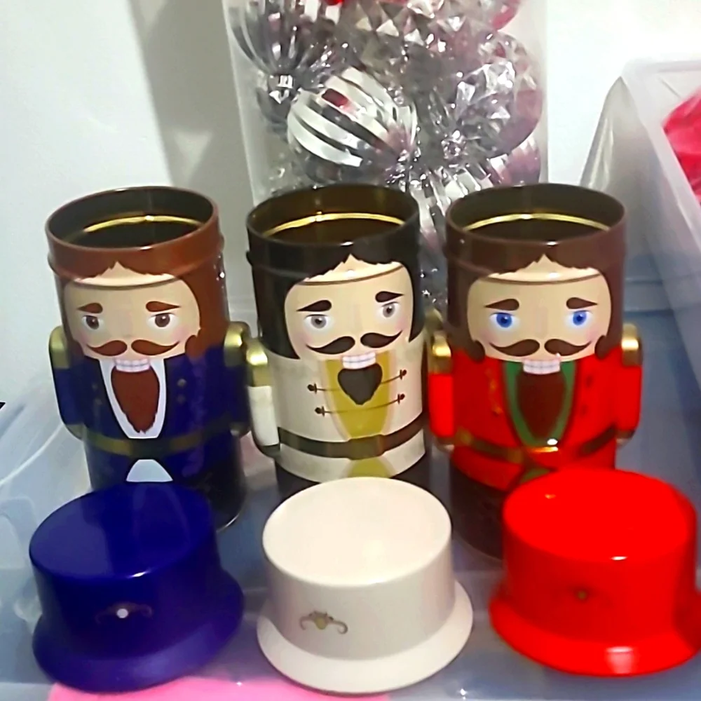 Nutcracker Cookie Tin Cans,Soldiers, Stockings ,3 pcs.