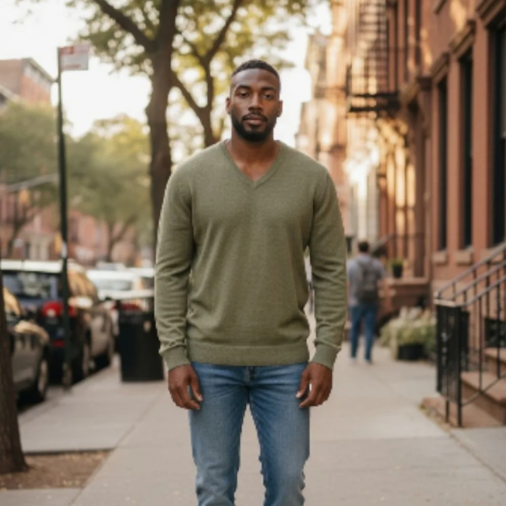 Banana Republic Men's Olive V-Neck Sweater Sz Med