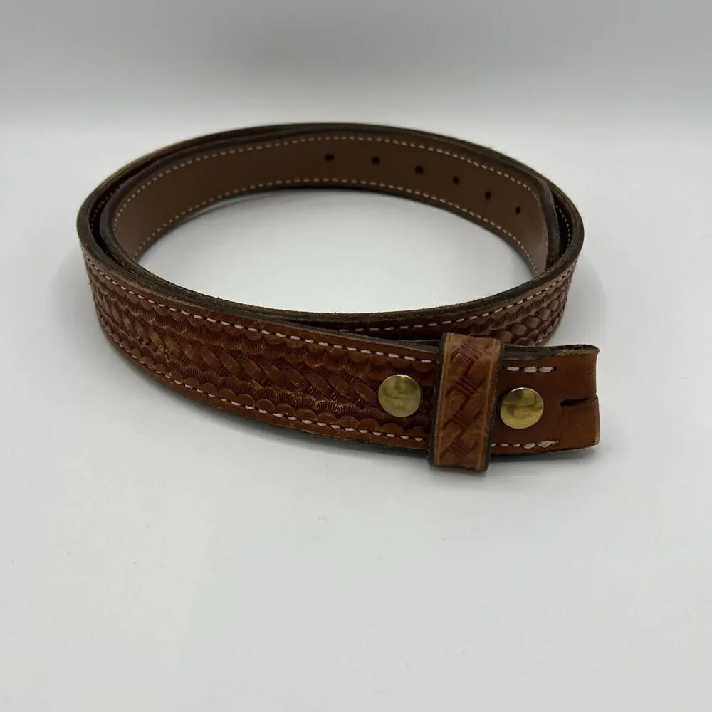 Brown Leather Faux-Braid Belt Men’s 46”