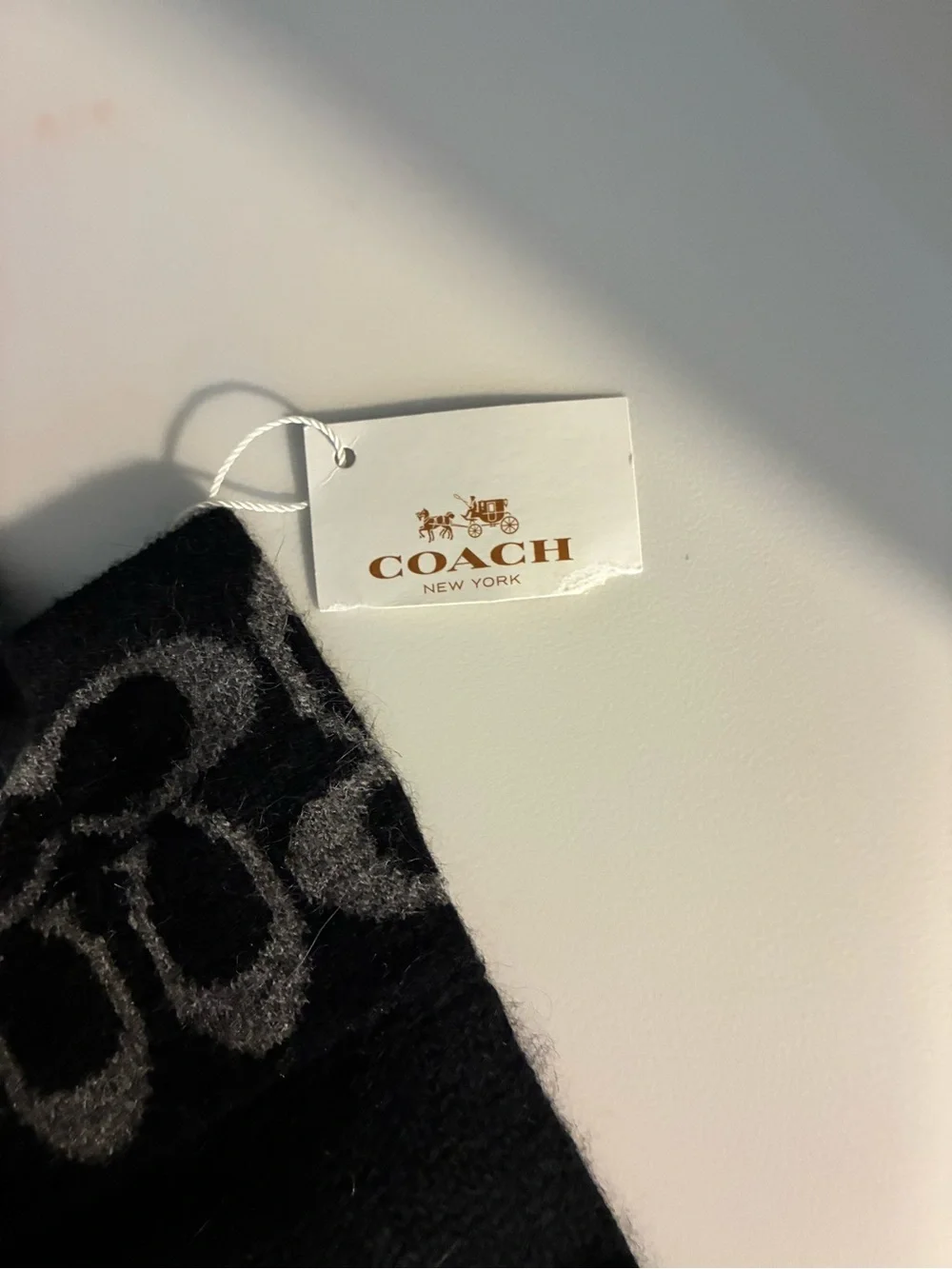 Coach Black Gloves with Gray Signature Cuff