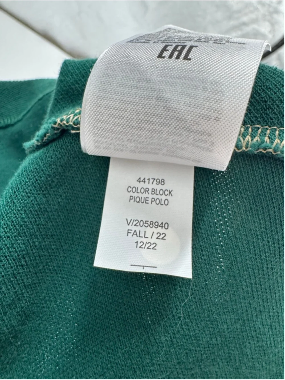 Banana Republic Men's Color Block Pique Polo Medium Green Navy